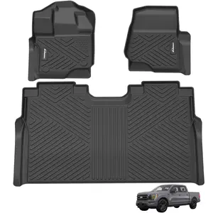 Car Floor Mats Compatible with 2015-2025 Ford F-150/ F150 Lightning Super Crew Cab (Not Fit Rear Seat with Under-Seat Fold Flat Storage),Custom Fit  TPE All-Weather Floor Liners