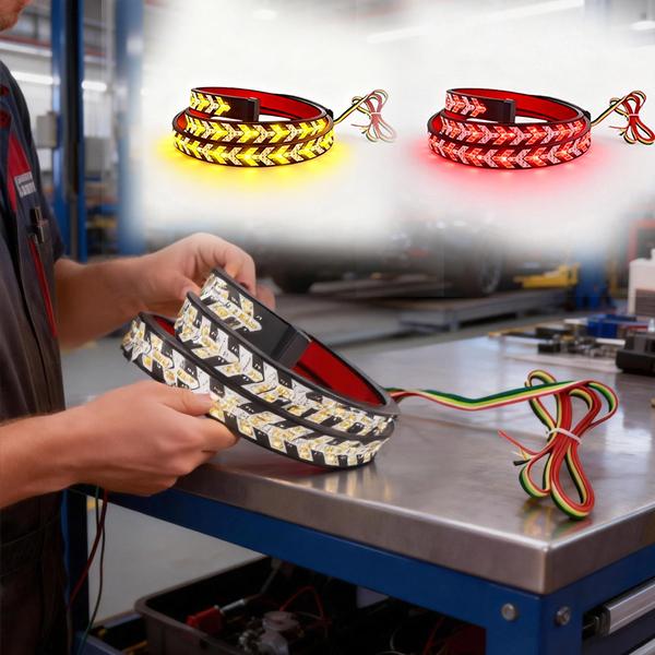 59 Inch Car LED Light Bar,Arrow Turn Signals, IP67 Waterproof,Dynamic Fishbone Shaped Decorative Light, Car Tailgate LED Light Bar,for Truck Pickup SUV RV, Car Light Embellishments lamp lighting