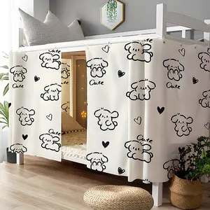 Privacy Bed Curtain, Home Decoration Curtain for Bedroom, Light-Blocking Puppy Pattern Room Divider, Lightweight Washable Fabric, Ideal for Home Dorm Student Use