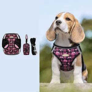 Automatic Retractable Dog Leash for Small Medium Dogs, Breathable Reflective Chest Harness, Adjustable Safety Harness, No Pull Harness, Anti-Pull Night Safety Walking Rope, Harness Leash Set