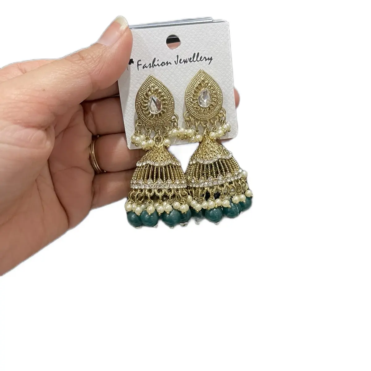 Women's Ethnic Hook Earrings - Traditional Indian Pinjada Style, Bollywood Designer Jewelry, Folk Costume Fashion Accessory, Safe Pair for Females, Traditional Look
