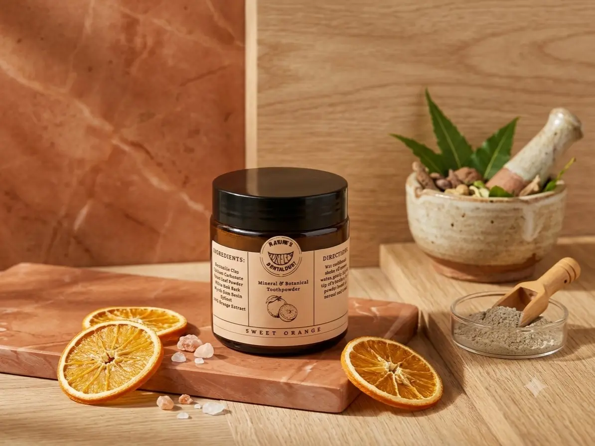 Purelee Naturals Kids/Toddler/Adult Re-mineralizing Sweet Orange Toothpowder, Natural Ayurvedic Toothpaste Alternative