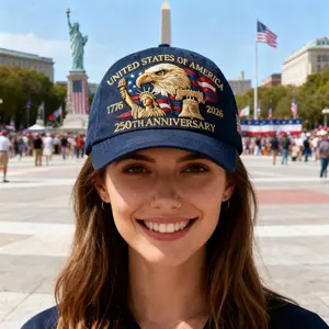 United States 250th Anniversary Hat, Adjustable 250 Year American Anniversary Cap Blue