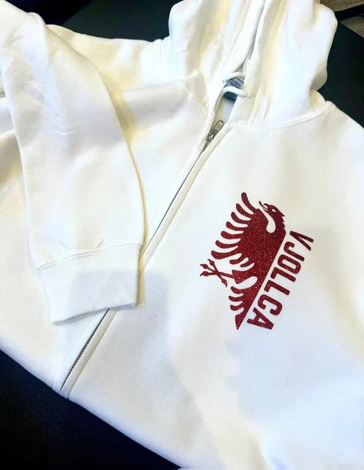 Eagle Personalized Zip-Up Jacket with Custom Name & Skenderbeg Albanian Eagle Graphic for Unique Style and Cultural Significance