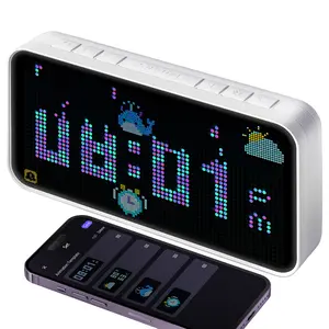 Dekala PixelRise Smart Digital Loud Dual Alarm Clock for Heavy Sleeper Bedroom, Vintage  Cool Pixel Art Display - WiFi Weather Temp Humidity Animation Decor