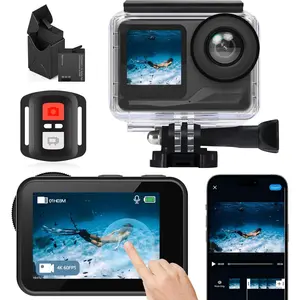 i7 Action Camera 4K 60FPS 30MP with 2X 2150mAh , Underwater Camera with 5X Zoom, , EIS,  by Snappro App, WiFi Remote Control, Support Video&Photo Editing