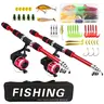 Fishing Gear Set with 2 Retractable Rods, 2 Reels, Lures, Hooks & Bag, Fishing Tackle Rod Combo, Fishing Rod Combos for Freshwater & Saltwater, Ideal for Beginners & Adults, Fishing Stuff