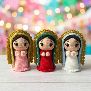 Our Lady of Guadalupe Crochet Doll Set, Handmade Catholic Amigurumi, Prayer Altar Decor, Baptism Favor, Religious Gift