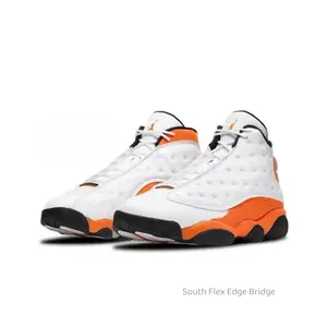 Starfish Orange and White Retro Fashion Trendy Versatile Wear-resistant and Non-slip Basketball Shoes