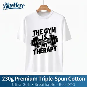 "Gym Is My Therapy" 230g Heavyweight Cotton Tee | Breathable DTG Print Workout Shirt | Zero-Feel Graphic Fitness Top for Women