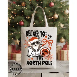 📬 Deliver to the North Pole Tote Bag 🎄 | Cute Raccoon Christmas Bag
