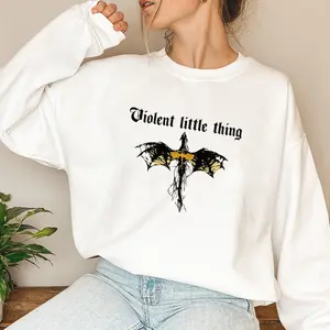 Violent Little Thing Comfort Colors Sweatshirt, Bookish Fantasy Dragon Rider Graphic Crewneck, Reader Apparel, Cozy Gift for Book Lovers