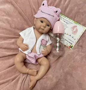 Realistic Full Body Silicone 13" Preemie Reborn Doll with Birth Certificate, Baby Bottle, Clothing, and Diaper