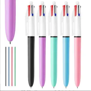 4-Color Ballpoint Pen Set 5pcs, 4-in-1 Multi-color Writing Pens Funny Teacher Pens for Students and Office Supplies, Multifunctional School Accessories for Daily Use, Colored Pens Set