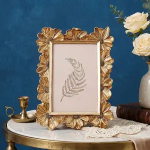 European Style Daisy Flower Pattern Frame, Resin Hand-Painted Photo Display, Indoor Desktop Decor, Wedding, Party Decoration