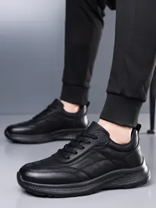 Men's New Simple Solid Color Daily Commute Casual Shoes, Lightweight Anti-Slip, Soft Sole Cushioning, Comfortable Breathable, Thick Sole Height Increase Sneaker