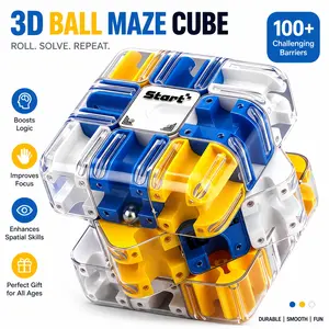 3D Ball Maze Cube Puzzle for Kids & Adults, Brain Teaser Logic Puzzle Game, Educational STEM Learning Toy, Interactive Parent-Child Challenge, Fidget Stress Relief Toy, Family Travel Game, Gift for Boys Girls Teens Ages 6+
