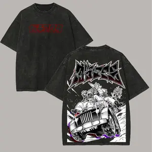 Gachiakuta Printed Unisex Washed T-Shirt Overszied Y2k Men Women Anime Manga Gacahiakuta Cleaners11Streetwear Female Male Clothes