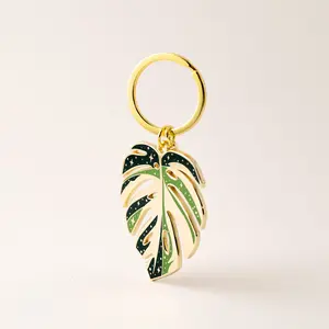Monstera Thai Constellation Plant Keychain Charm