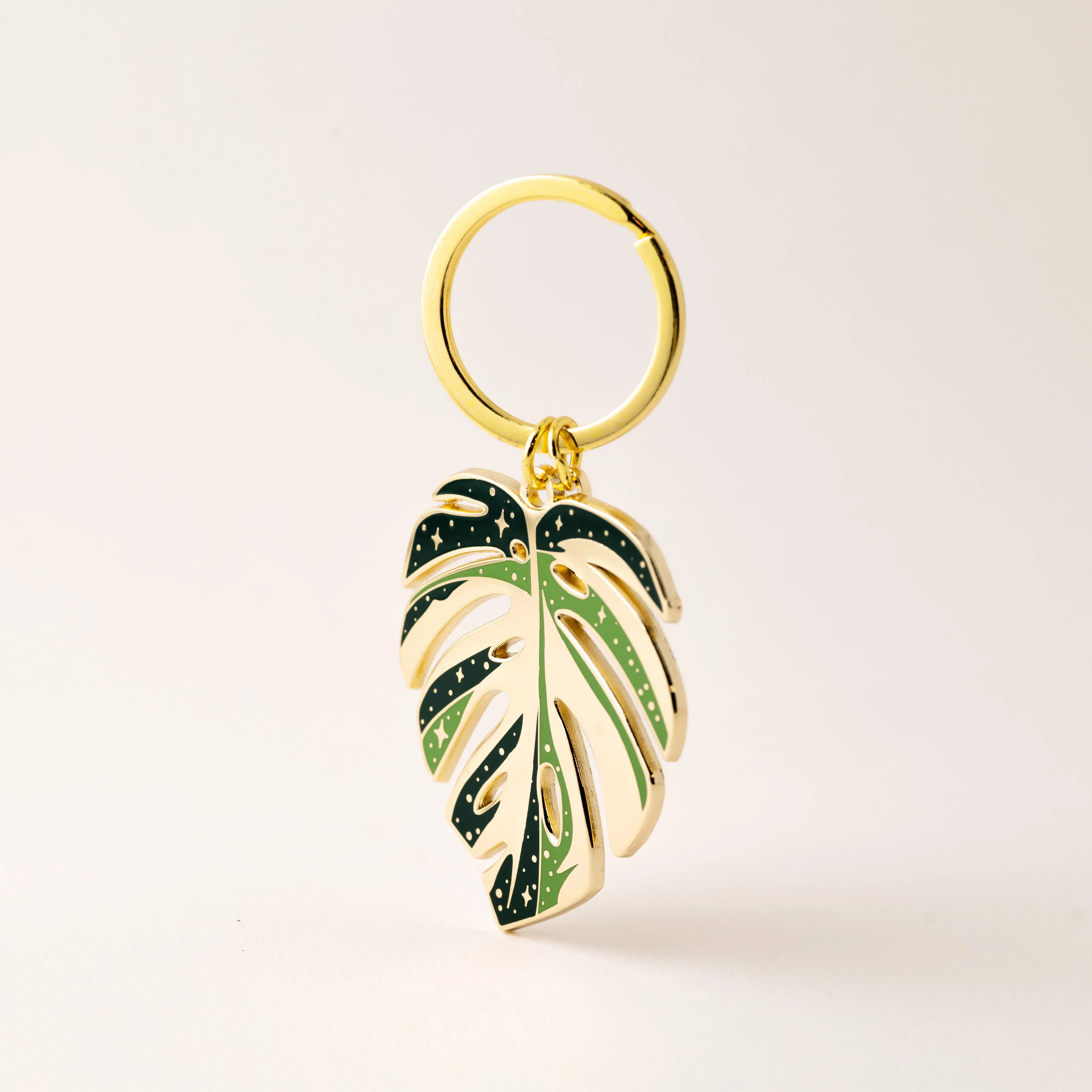 Monstera Thai Constellation Plant Keychain Charm