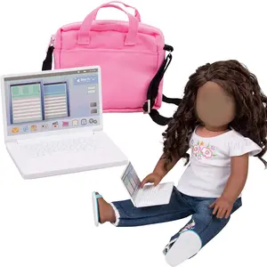Dress Along Dolly Metal Laptop Computer with Carrying Bag for American Girl Doll - Great Christmas Gift for Kids, Girls & Boys