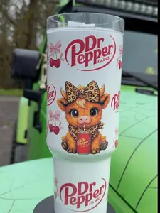 [Tumblers] Dr Pepper tumbler, 40 oz, charming design, Christmas gift, 40 oz stainless steel tumbler with handle, soda design, perfect gift