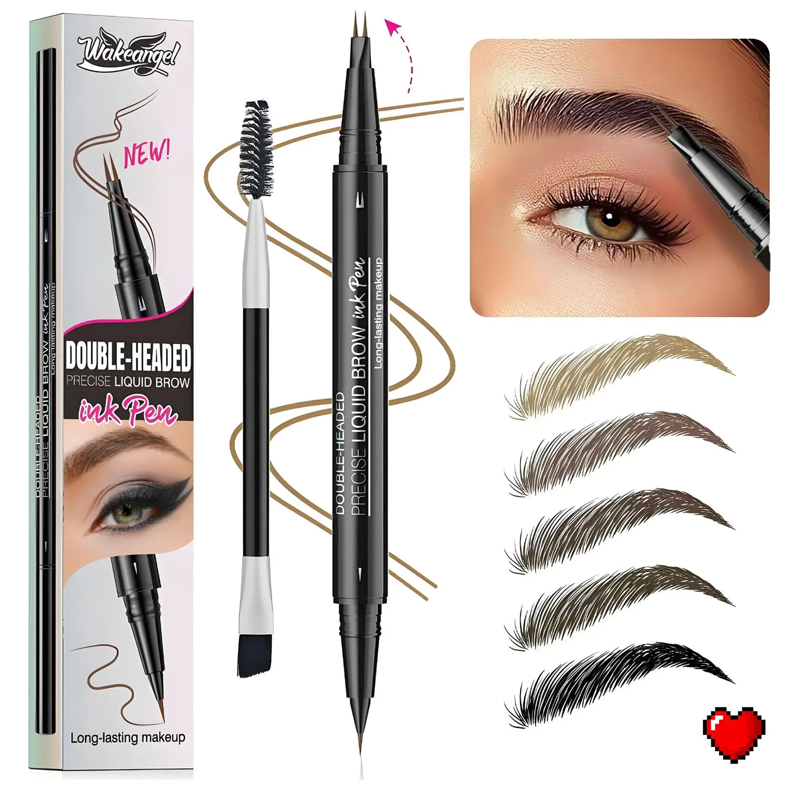 Double-ended Eyebrow Pencil, 1 Box Long Lasting Liquid Eyebrow Pencil, Natural Eyebrow Pencil, Eye Brow Makeup Tool for Women