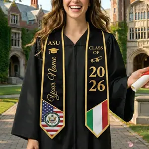 Personalized Two Flags Graduation Stole, Custom Mixed Two Flags Graduation Stole, Graduation Stole, Graduate Gifts, Unversity College Stole