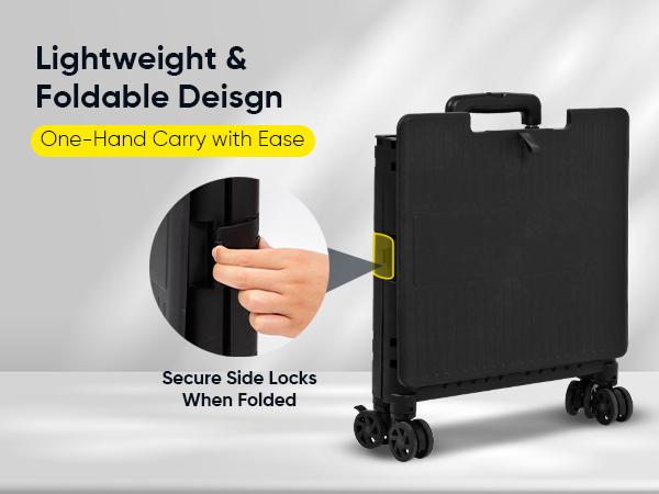 VUSIGN Folding Utility Cart, Foldable Rolling Crate Handcart with Lid, Portable Collapsible Shopping Trolley Box, 4 Rotate Wheels for Grocery, Office, Travel, Teacher, Luggage, Black VUSIGN Folding Utility Cart, Foldable Rolling Crate Handcart with Lid, Portable Collapsible Shopping Trolley Box, 4 Rotate Wheels for Grocery, Office, Travel, Teacher, Luggage, Black