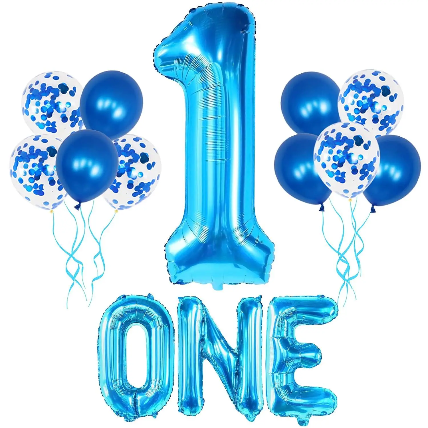 Blue 1 Balloon For First Birthday - Pack Of 12 | Blue Number 1 BalloonsOne Balloon Blue For Baby Shark 1St Birthday Decorations | Blue 1St Birthday Balloons For Boy | One Year Old Balloons