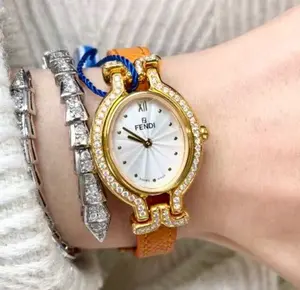 Fendi Vintage Oval "Stirrup" 24mm Gold-Tone - Custom Diamond Bezel MWT000567