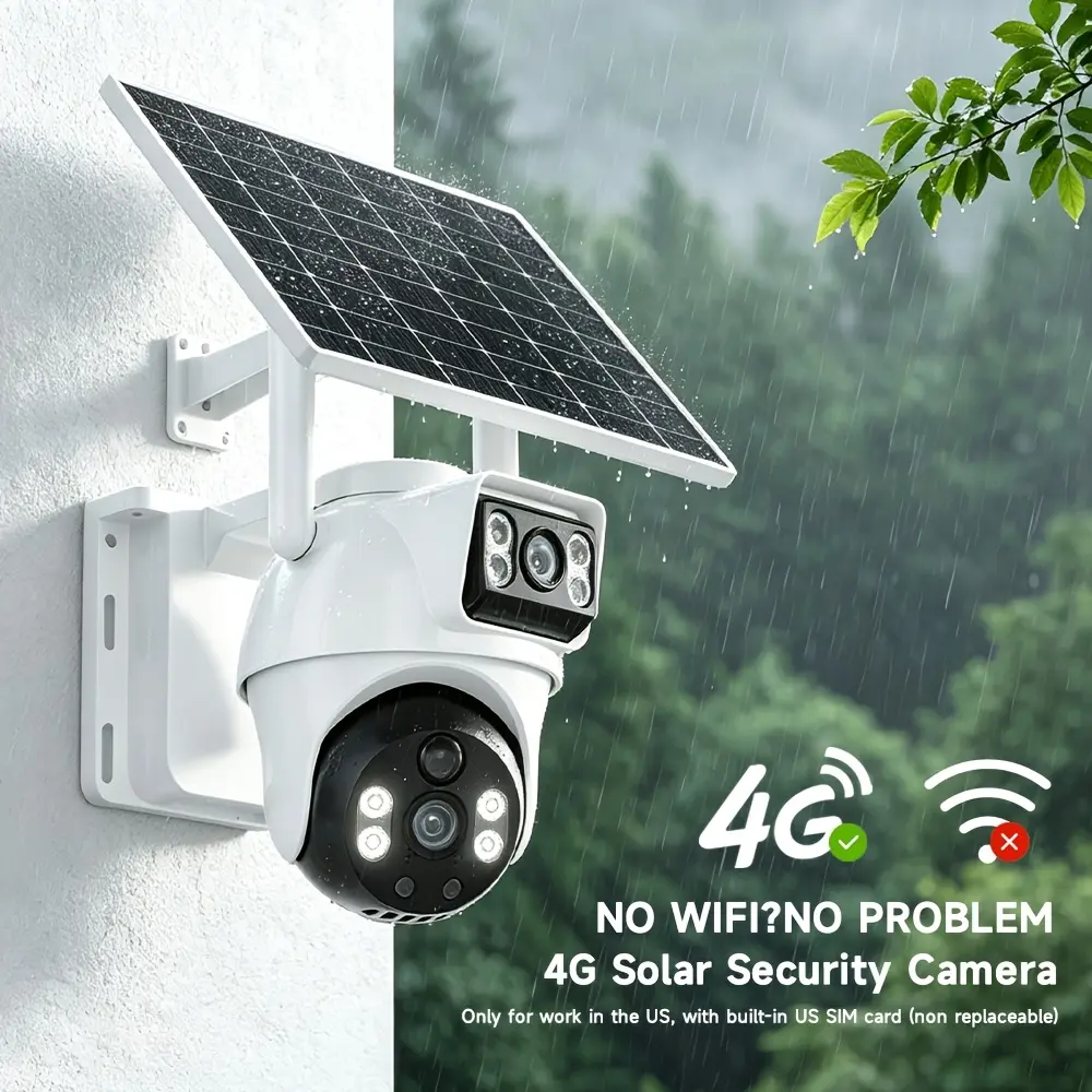 XIAOVV 4MP Dual Lens 4G Solar Cameras Security Wireless Outdoor No WiFi, 360° PTZ Home Surveillance, Two-Way Audio, PIR Human Detection, Strobe Light Alarm, Colour Night Vision, IP65 Waterproof, App Remote View For Farm/Hunting/Yard Home Security