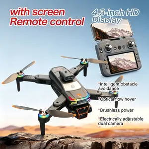 MAX Dual Camera Drone with Obstacle Avoidance, Brushless Motor, Dual Batteries, 4.3" HD Display Remote, Foldable RC Drone for Adults Beginners