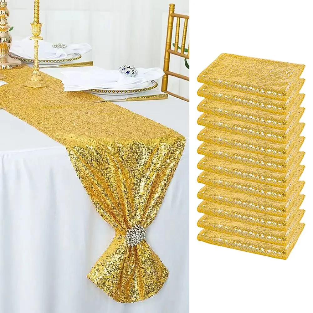 【Party Decoration】6 10Pack Sequin Table Runner Glitter Fabric Linens for Birthday Party Cake Tabble Banquet Wedding Party Bridal Shower Farmhouse & Home Decor Thanksgiving Christmas Decoration Sparkling Table Runners