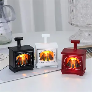 3 Piece Set LED Mini Fireplace Lights, Indoor Home Decor, Dollhouse Furniture, Christmas Decoration, Warm Light Atmosphere Lamp