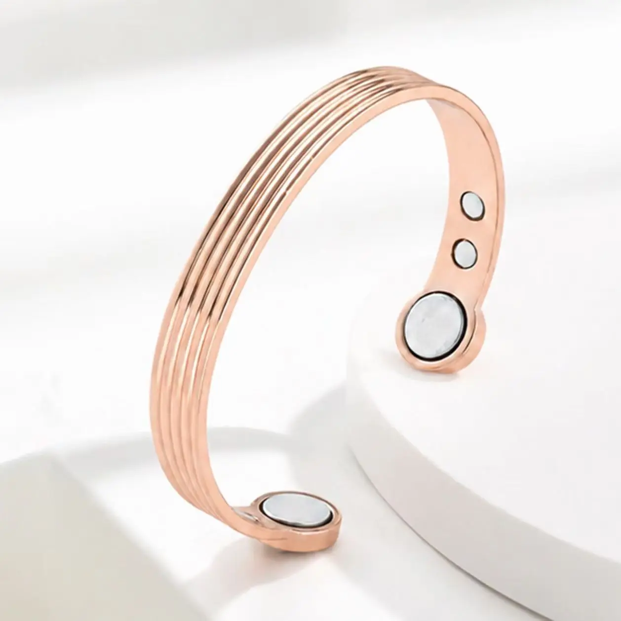 Pure Copper Magnetic Therapy Cuff Bracelet for Women Men, Multi Striped Brushed Open Adjustable Copper Wristband with Strong Magnets, Pain Relief Joint Support Health Jewelry Gift