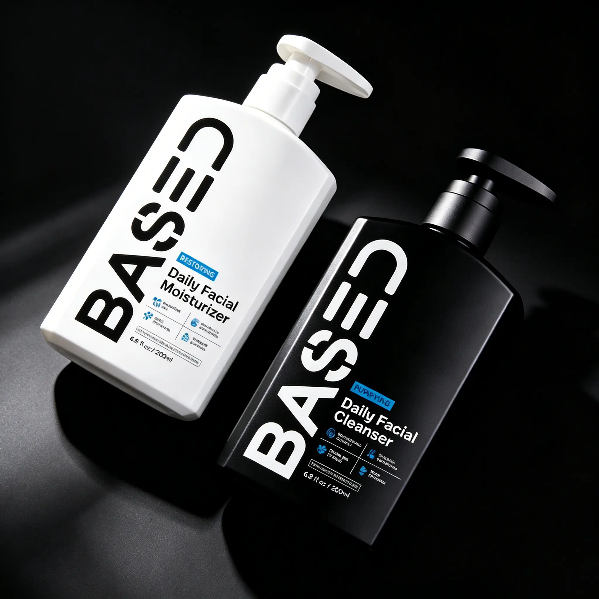 BASED Men's 2-Piece Daily Skincare Duo - Purifying Cleansing Facial Cleanser & Repair Moisturizer, Non-Toxic Hormone-Safe Set for All Skin Types, Endocrine Disruptor-Free, Moisture