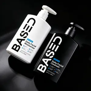 BASED Men's 2-Piece Daily Skincare Duo - Purifying Cleansing Facial Cleanser & Repair Moisturizer, Non-Toxic Hormone-Safe Set for All Skin Types, Endocrine Disruptor-Free, Moisture
