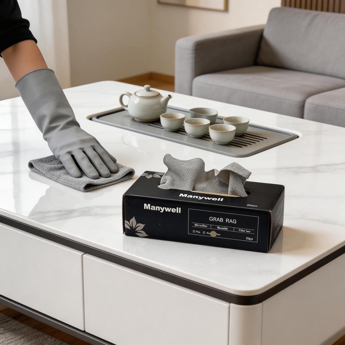 Each box contains 20 cleaning cloths, convenient hand towels, absorbent kitchen rags, measuring 8.66 inches * 8.66 inches, reusable, multifunctional household cleaning cloths and towels, suitable for the kitchen, bathroom, living room, and dining table.