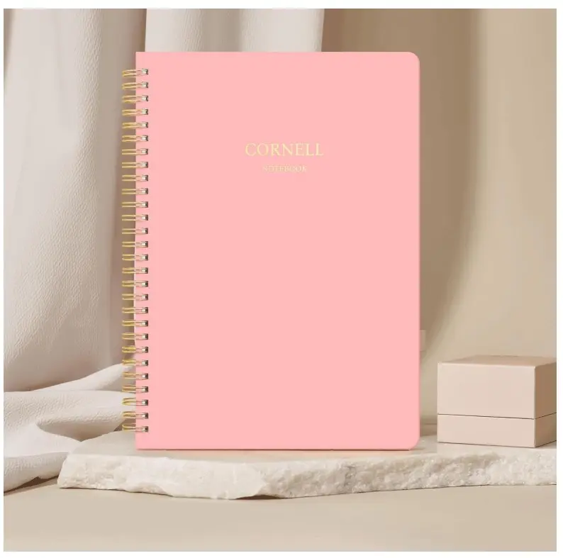 Hardcover Cornell Notes Notebook for Note Taking Supplies, B5 Spiral Aesthetic Study Subject Notebooks for School Work College Ruled Meeting Notes Book Studying Essentials, 7.2” x 10”