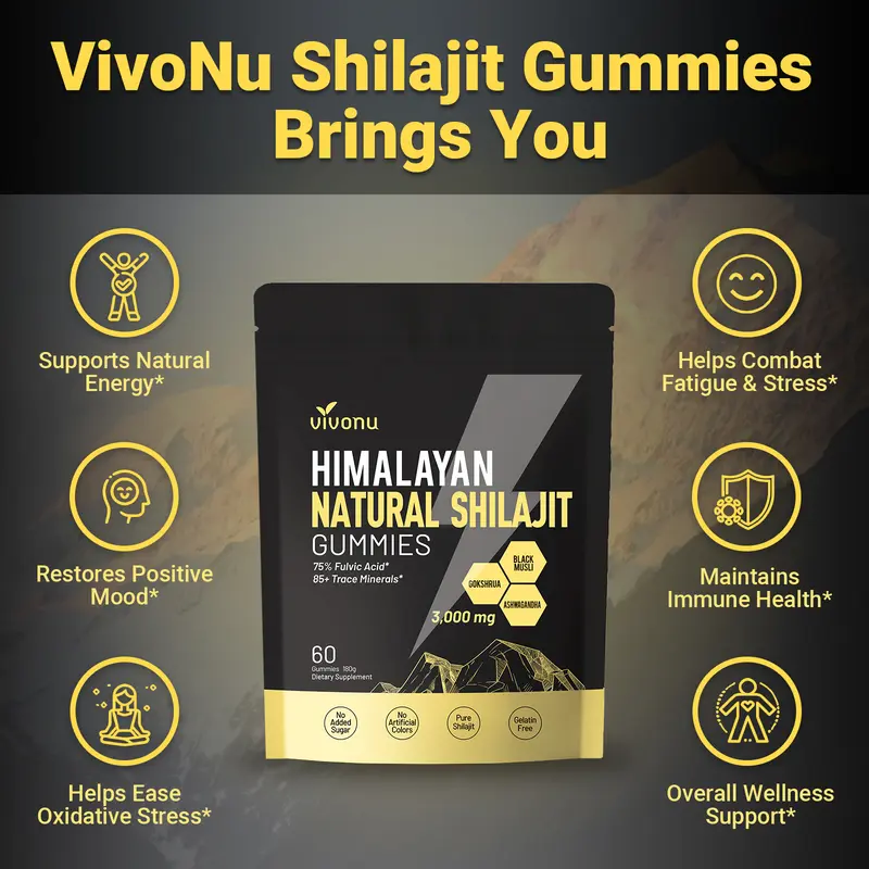 HIMALAYAN Shilajit Resin 60g – 100% Organic Pure Natural, Lab Tested, Immune Support