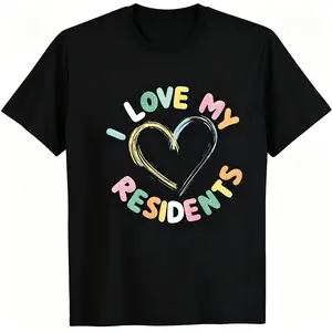 Women'S Nursing Scrub Top - "I LOVE MY RESIDENTS" Heart Graphic Tee - Soft Everyday Shirt for Nursing Professionals - Machine Washable All-Season Workplace Apparel - Gift for Nurses & Healthcare Workers, Nurse Scrubs, Comfortable Fit