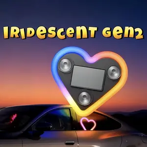 Gen2 Solar-Powered Cordless Car Ambient Light, Heart-Shaped LED Interior Light with Light Sensor, Solar Neon Light & Triangular Window Decor Light