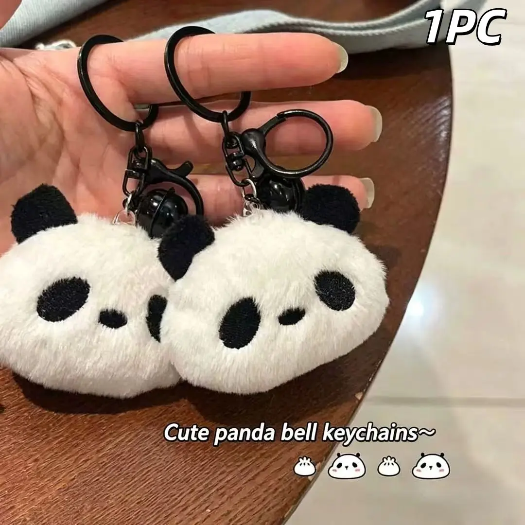 Cute Plush Panda Bell Charm, Soft Adorable Stuffed Animal Keychain, Panda Key Ring, Fashion Accessory for Backpacks, Handbags, Car Keys, Daily Decor, Gift Idea