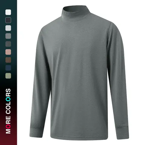MAELREG Men's Long Sleeve Mock Turtleneck Shirt, Soft Comfortable 4-Way Stretch Athletic Top, Lightweight Half High Neck Pullover
