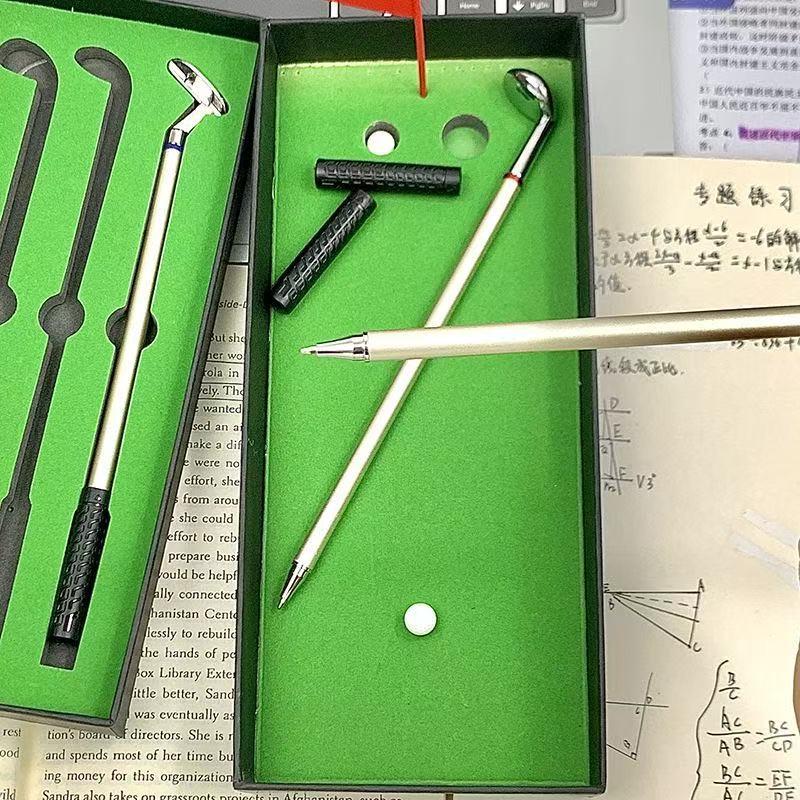 Mini Golf Club Pens Set, 3Pcs Novelty Golf Pen with Gift Box, Cool Desk Accessories for Golf Lovers, Unique Golf Gifts for Men Dad Coworkers, Smooth Writing Ballpoint Pens for Office School