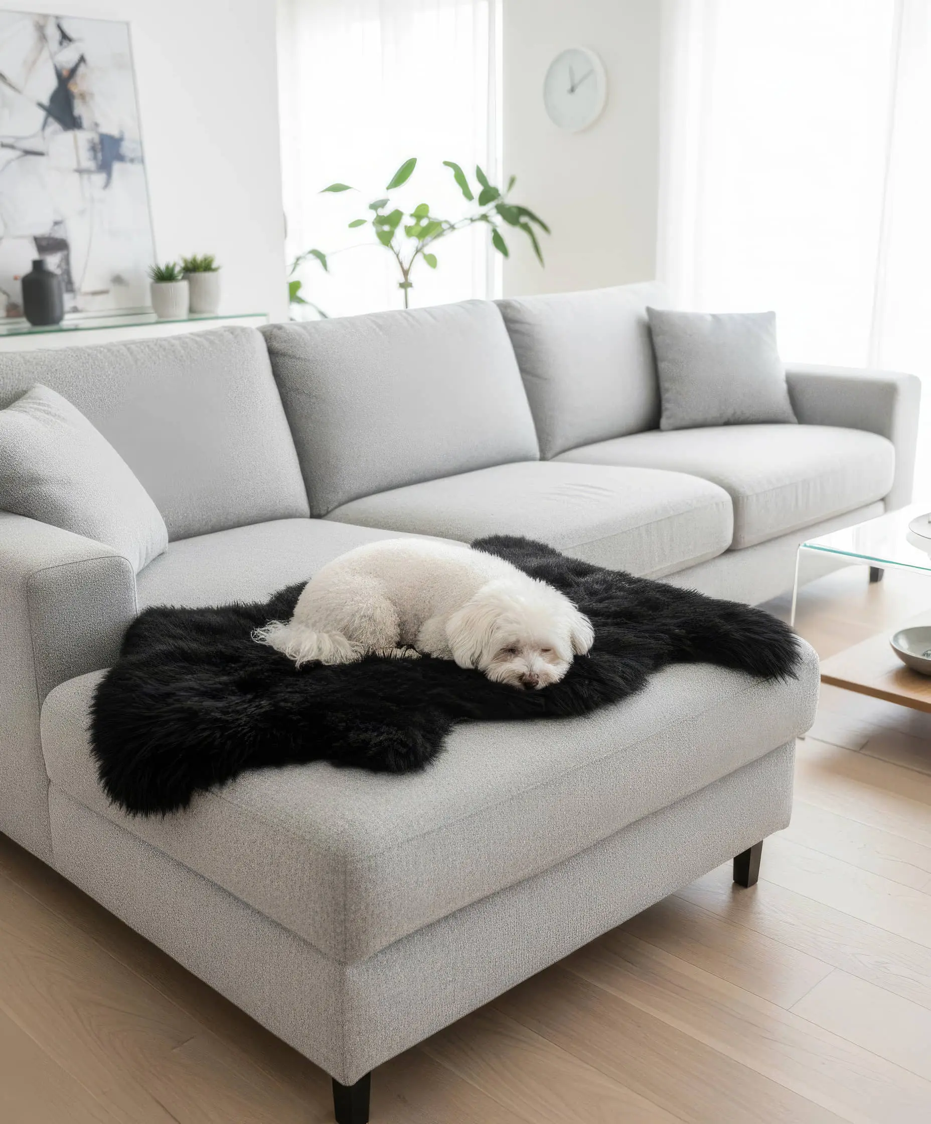 Natural Black Sheepskin Rug Shearling Fur Pelt - Ethically Sourced - Oeko Tex Certified