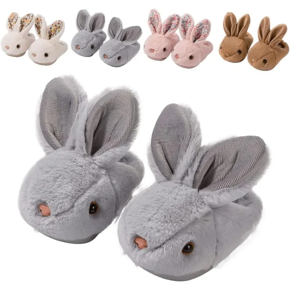 L-SOK014 Toddler Anti-Slip Winter Slippers - Soft Plush Indoor Bunny Slippers for Kids, Anti Slip Slippers