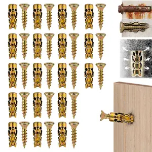 SETIPS 6×14mm Door Hinge Thread Repair Expansion Screw Set, Short Galvanized Expansion Wall Anchors, Stripped Thread Fix Fastener Kit for Sagging Cabinet Door, Drywall, Concrete, Tile & Stone Mounting, 30/60 Pack Options