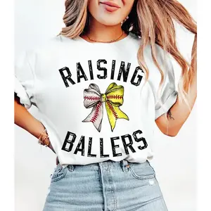 Comfort Colors Baseball Softball Mom TShirt, Raising Ballers T-Shirt, Baseball Season Tee, Softball Mom TShirt, Game Day Shirt, Baseball Lover A Special Birthday Gift. Suitable For Everyday Wear And Outdoor Sports.Versatile. Design